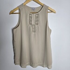 Naked Zebra Tank Top Womens Small Crochet Lace‎ Trim Sleeveless Layered Blouse